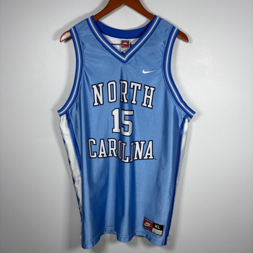 Vintage Nike North Carolina Tar Heels Jersey 15 UNC Basketball Blue Mens XL USA